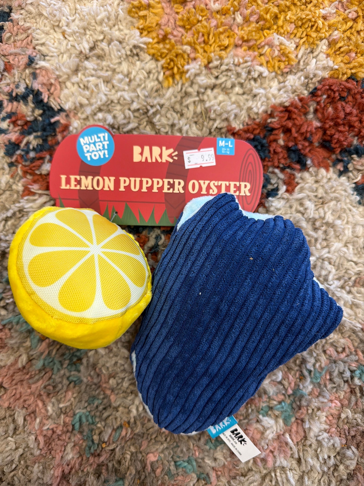 Bark Lemon Pupper Oyster dog toys size m-l