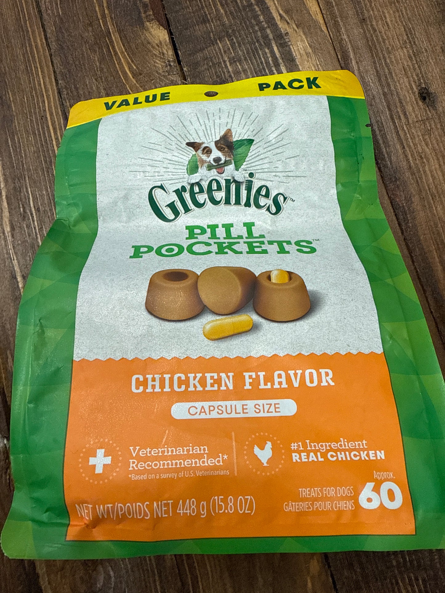 Greenies Pill Pockets 60 count Chicken Flavor Capsule Size