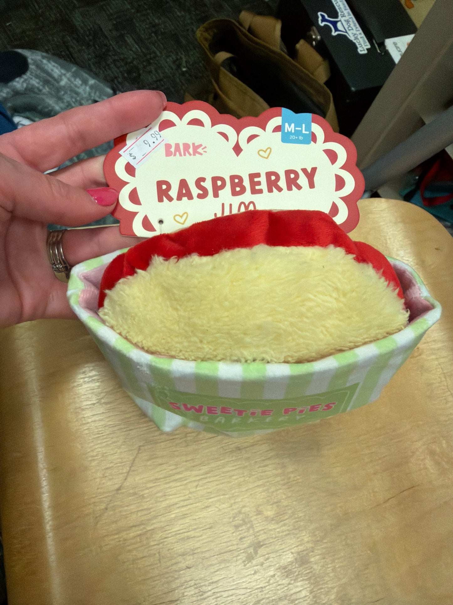 Bark Raspberry Jim donut dog toy size M-L