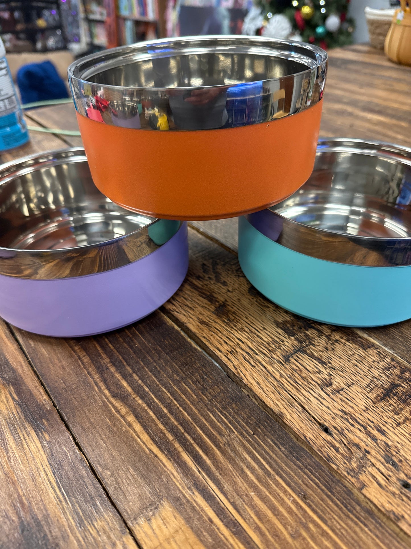 Stainless Steel Dog Cat Pet Water Food Bowl Assorted Colors