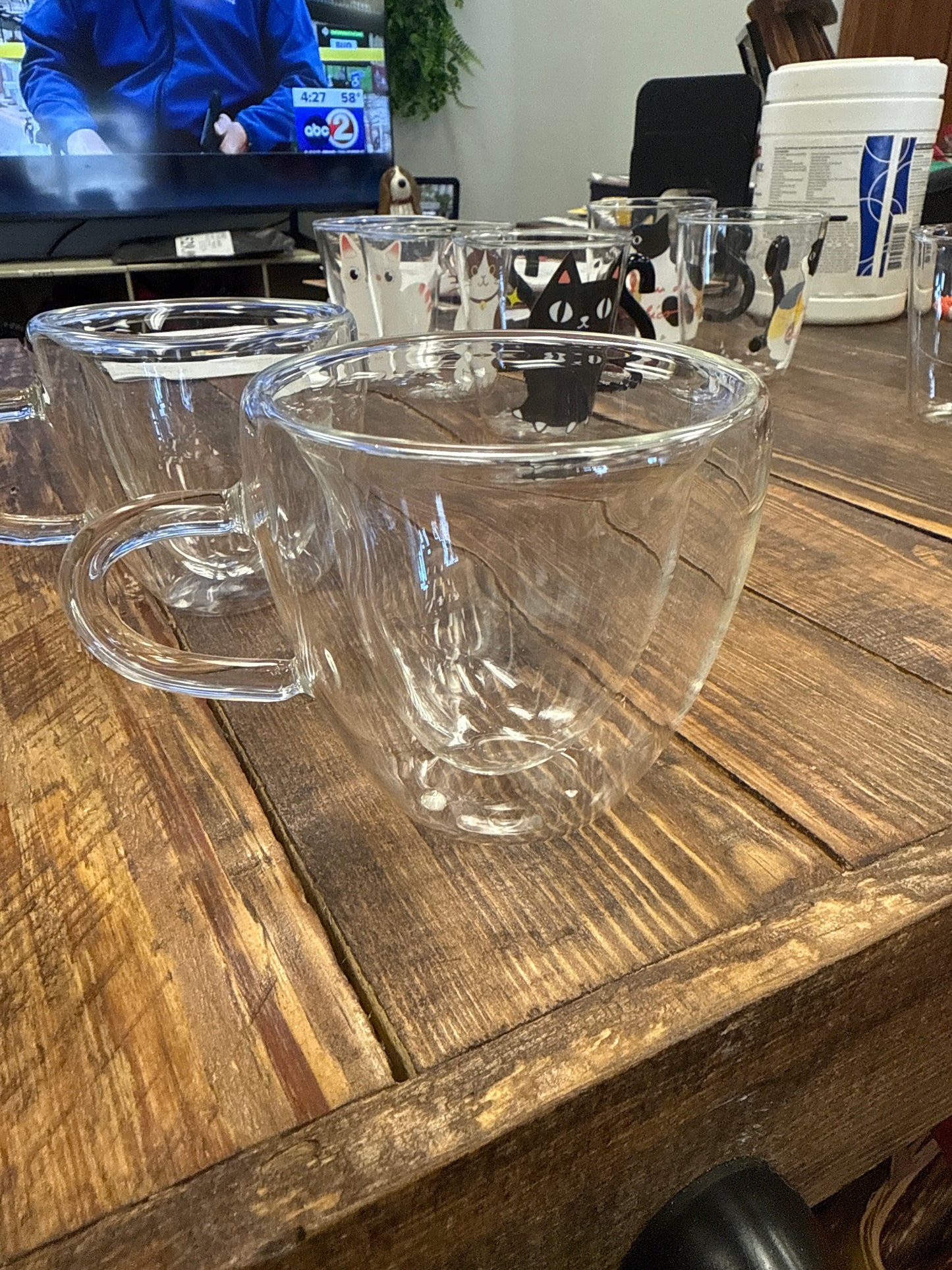 Double walled tea mug clear glass