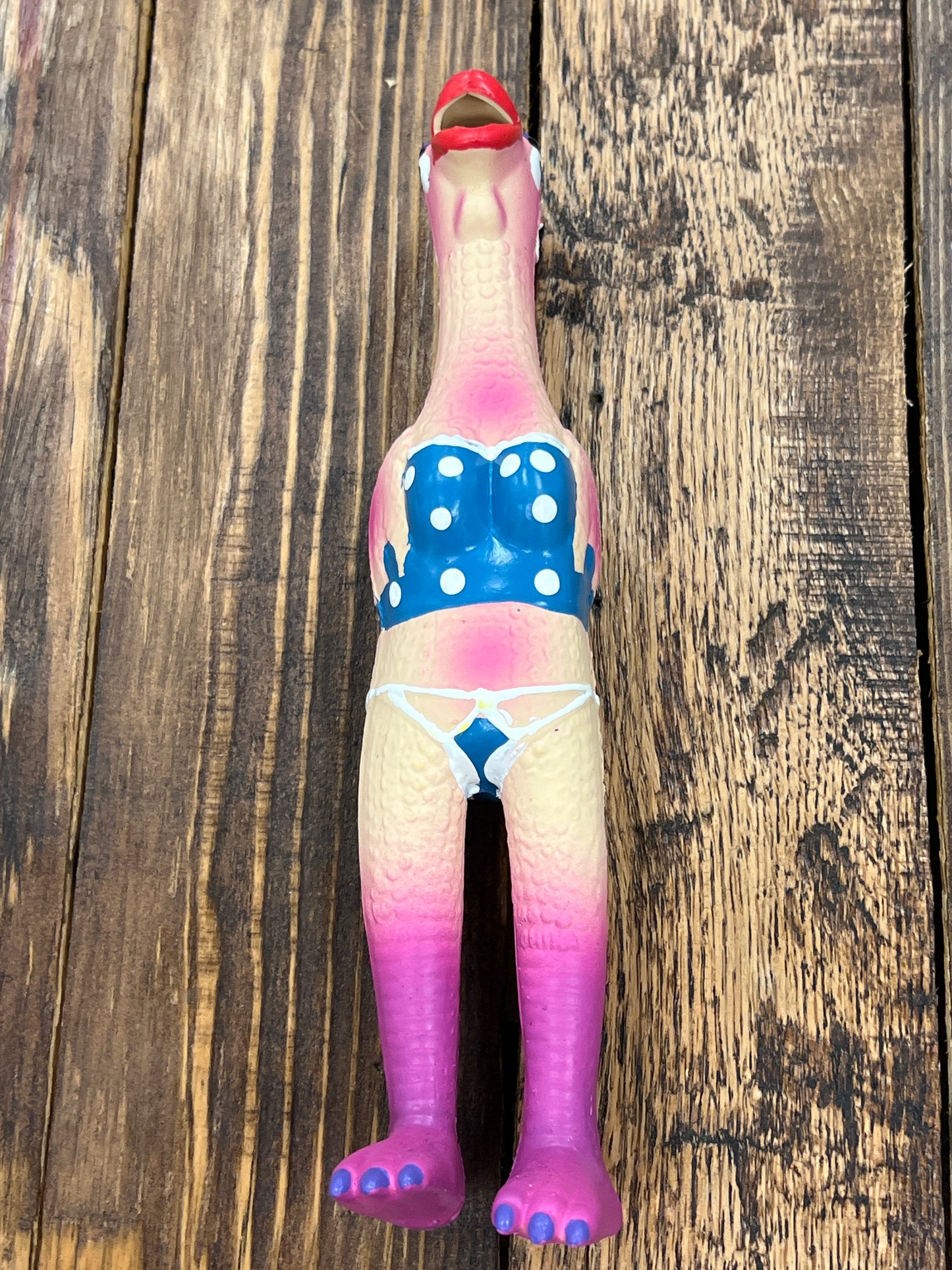 Screaming chicken latex dog toy bikini hen