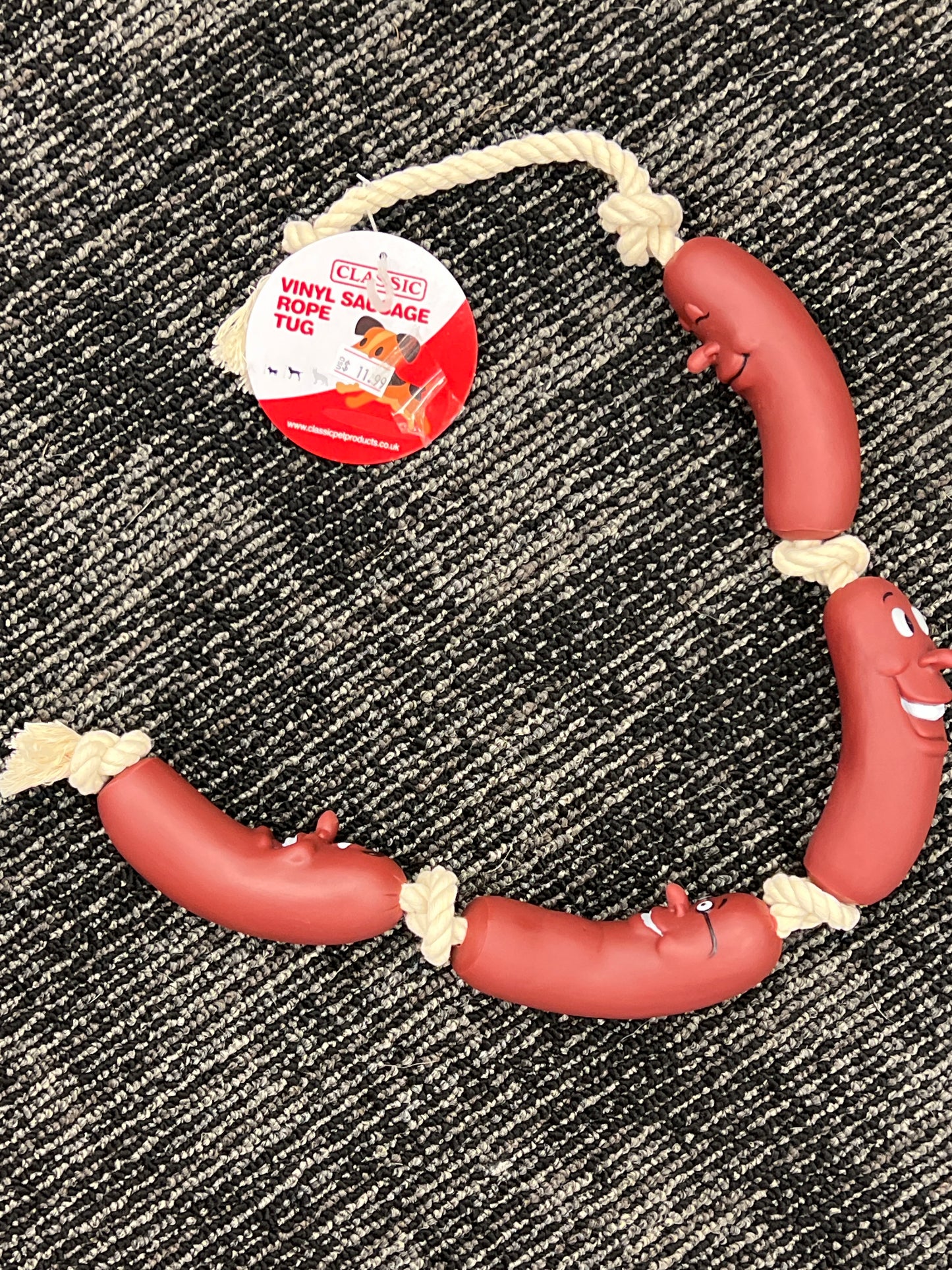 Sausage link rope tug dog toy size medium