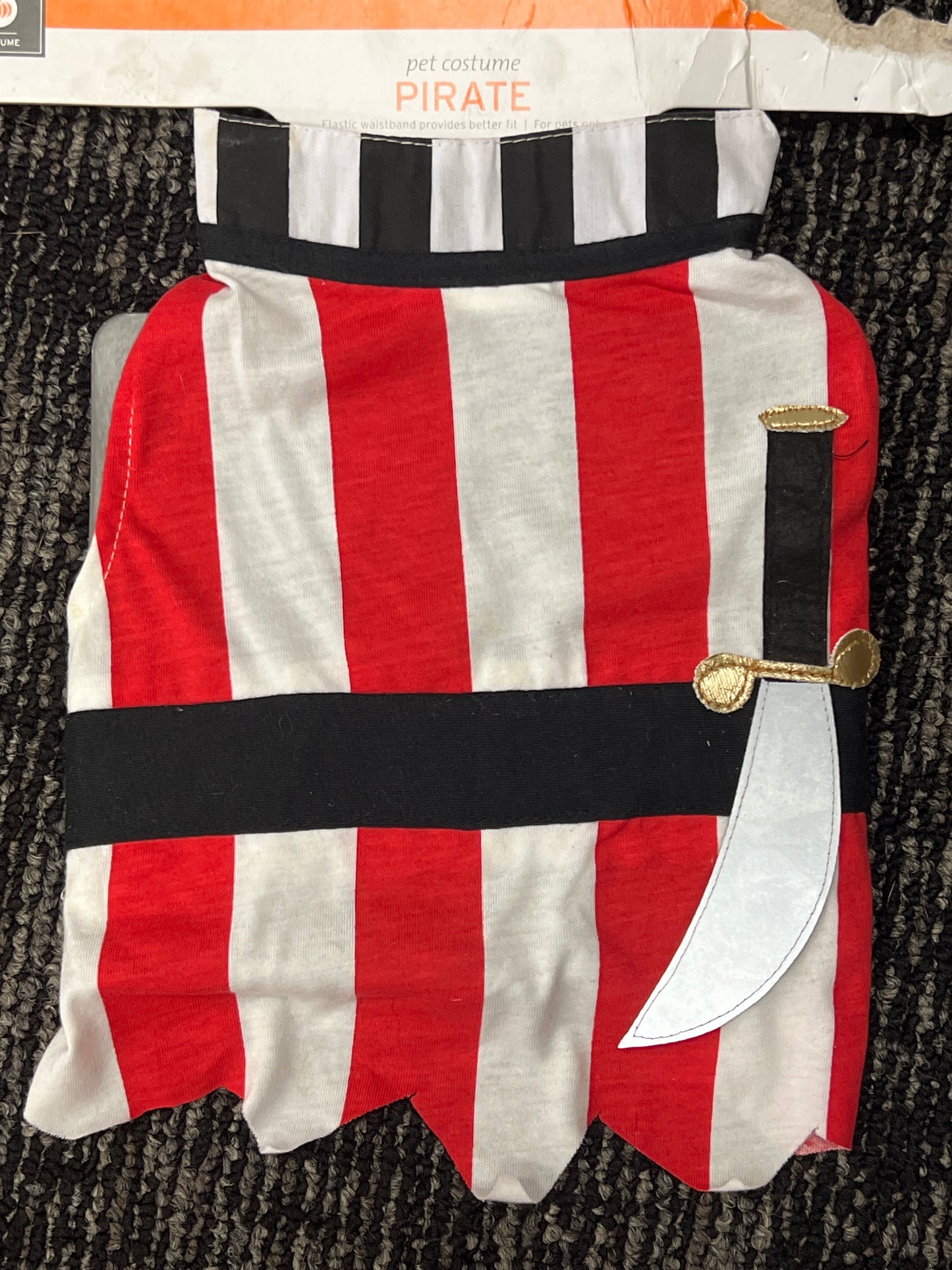 Pet Costume red/white stripped pirate costume size small