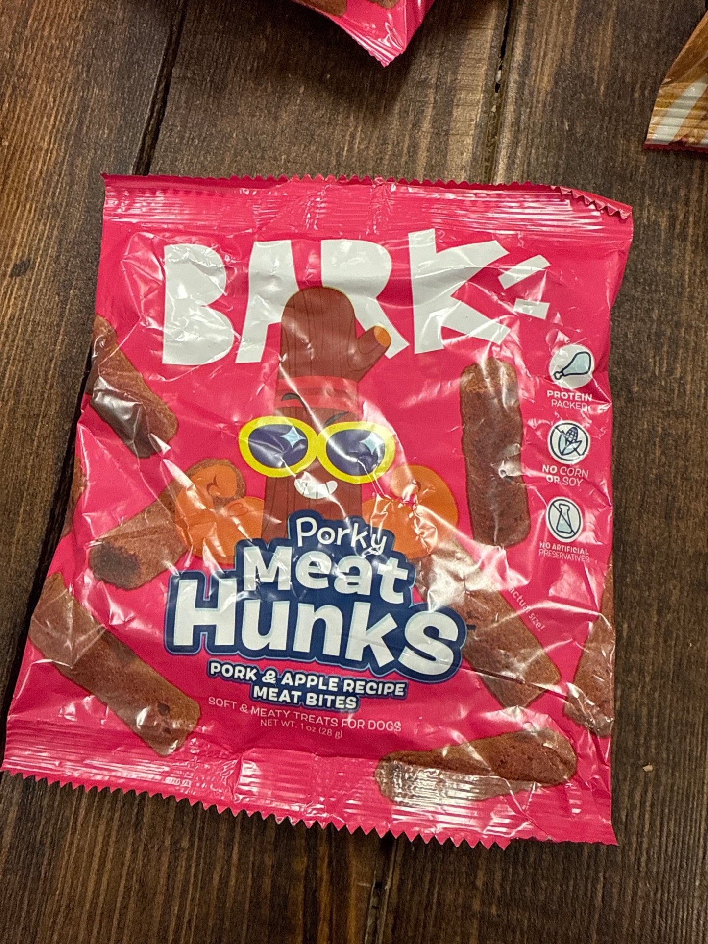 Bark Porky Meat Hunks Pork Apple Meal Bites 1oz