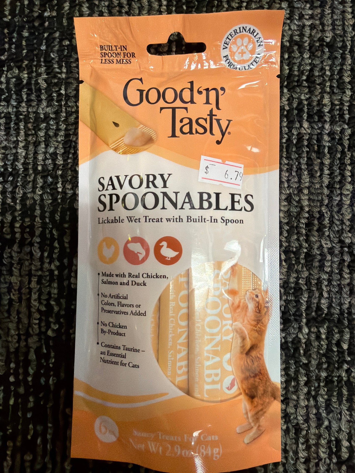 Good N Tasty savory Spoonables Chicken, Salmon and Duck saucy cat treats 6ct