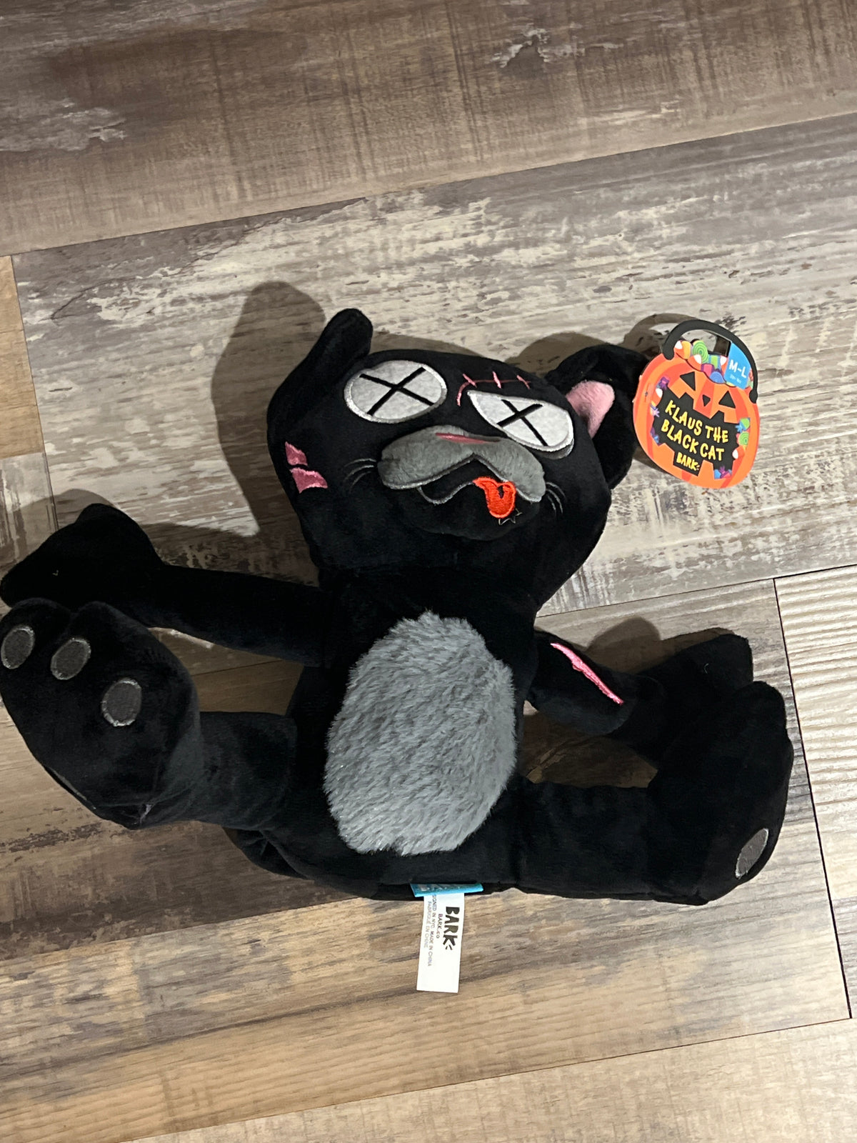 Bark Klaus the Black Cat m/l dog toy