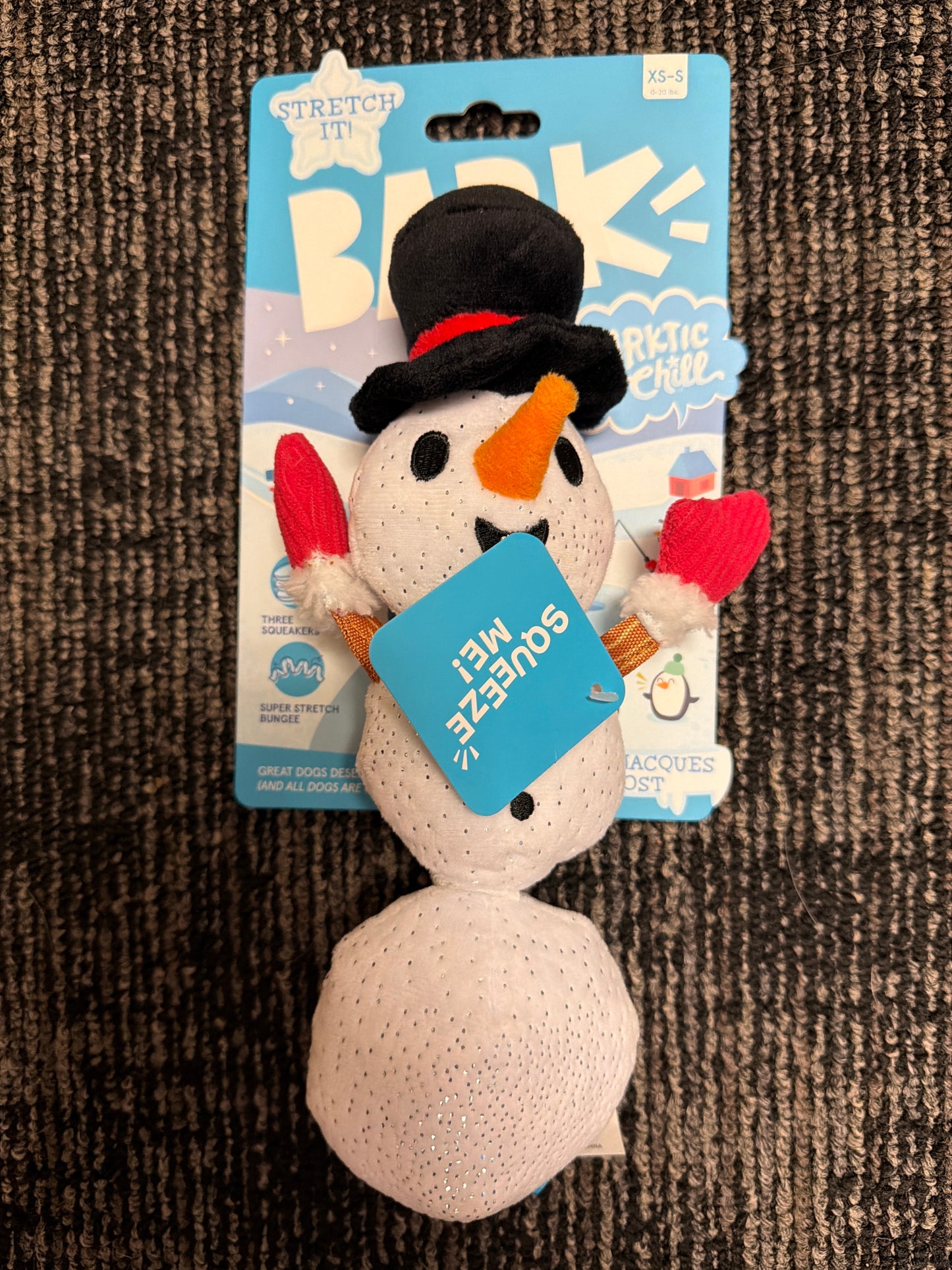 Bark Jolly Jacques Frost snowman dog toy size xs/s