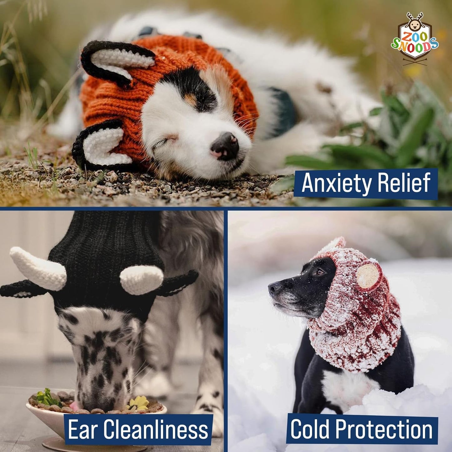 Dinosaur Costume - Warm Knit Dog Snood Wrap for Pets, Neck Ear Cover Protection, Halloween Winter (Small)