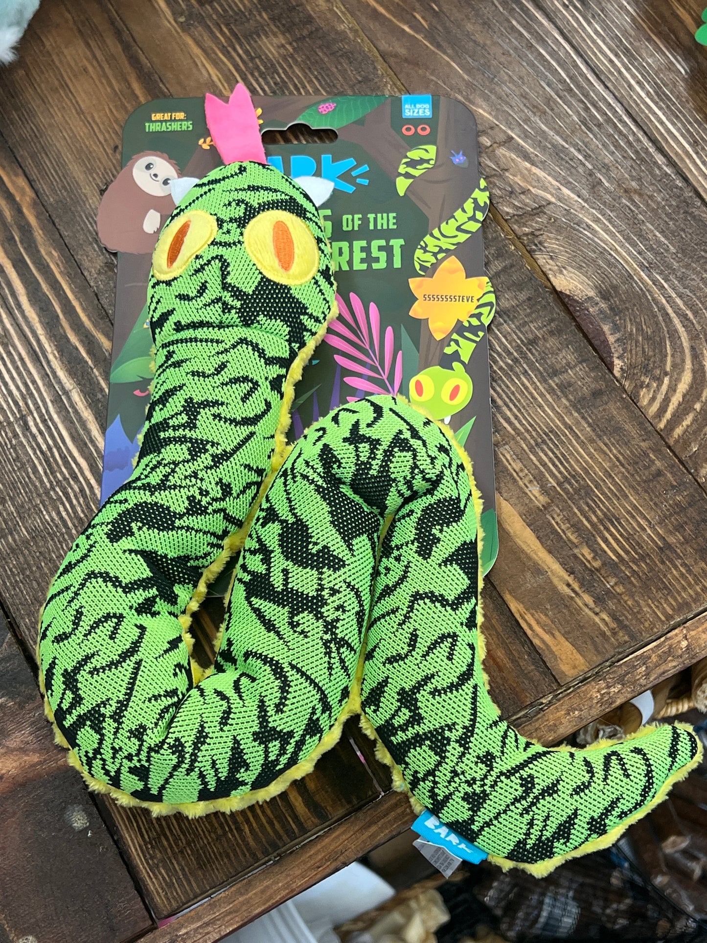 Bark Secrets of the Rainforest Ssssssteve snake XL dog toy
