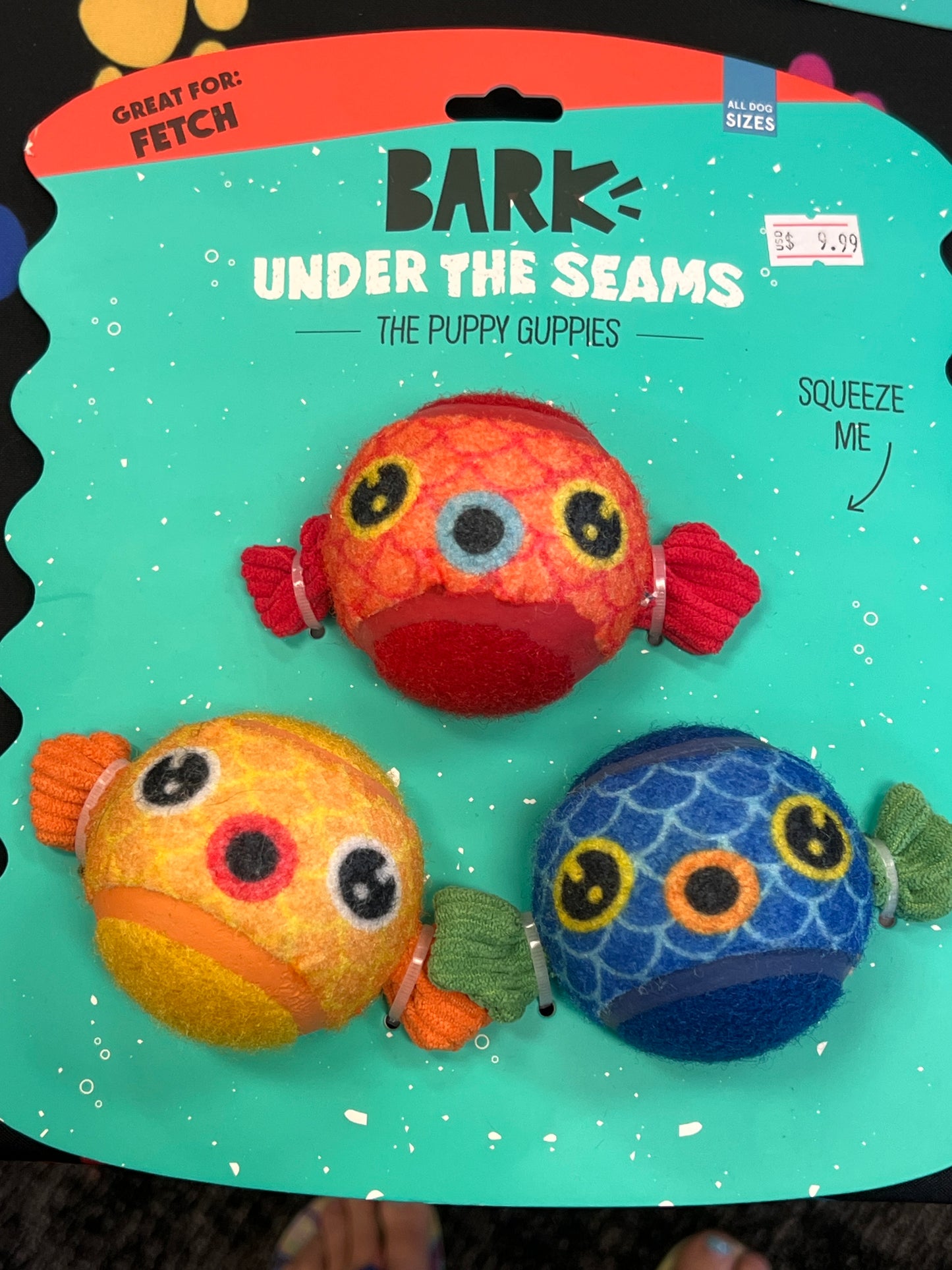 Bark Under the Seams puppy guppies squeaky ball set