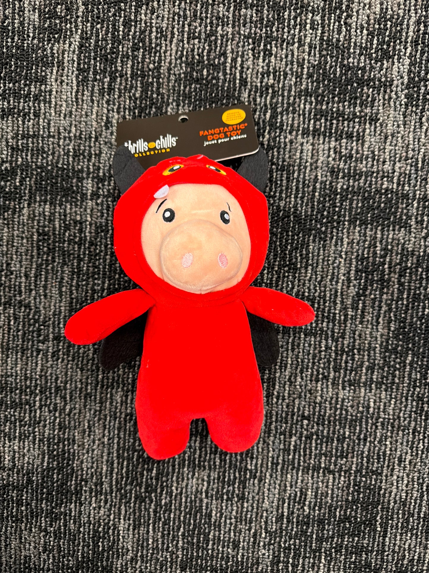 Devil pig plush dog toy medium