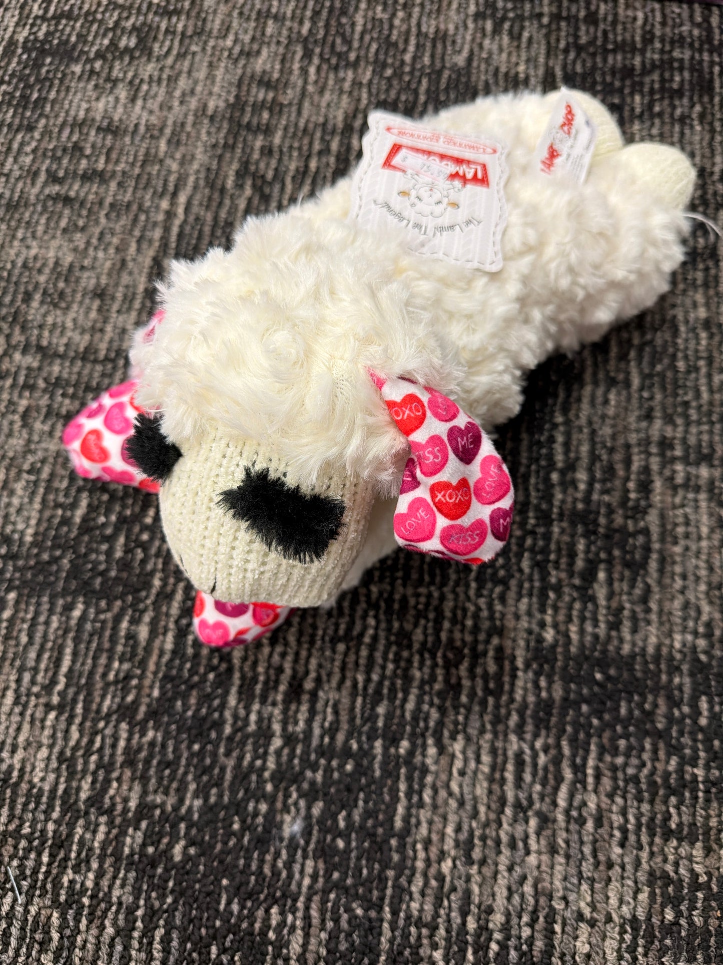 Lamb Chop candy hearts dog toy size large 10.5”