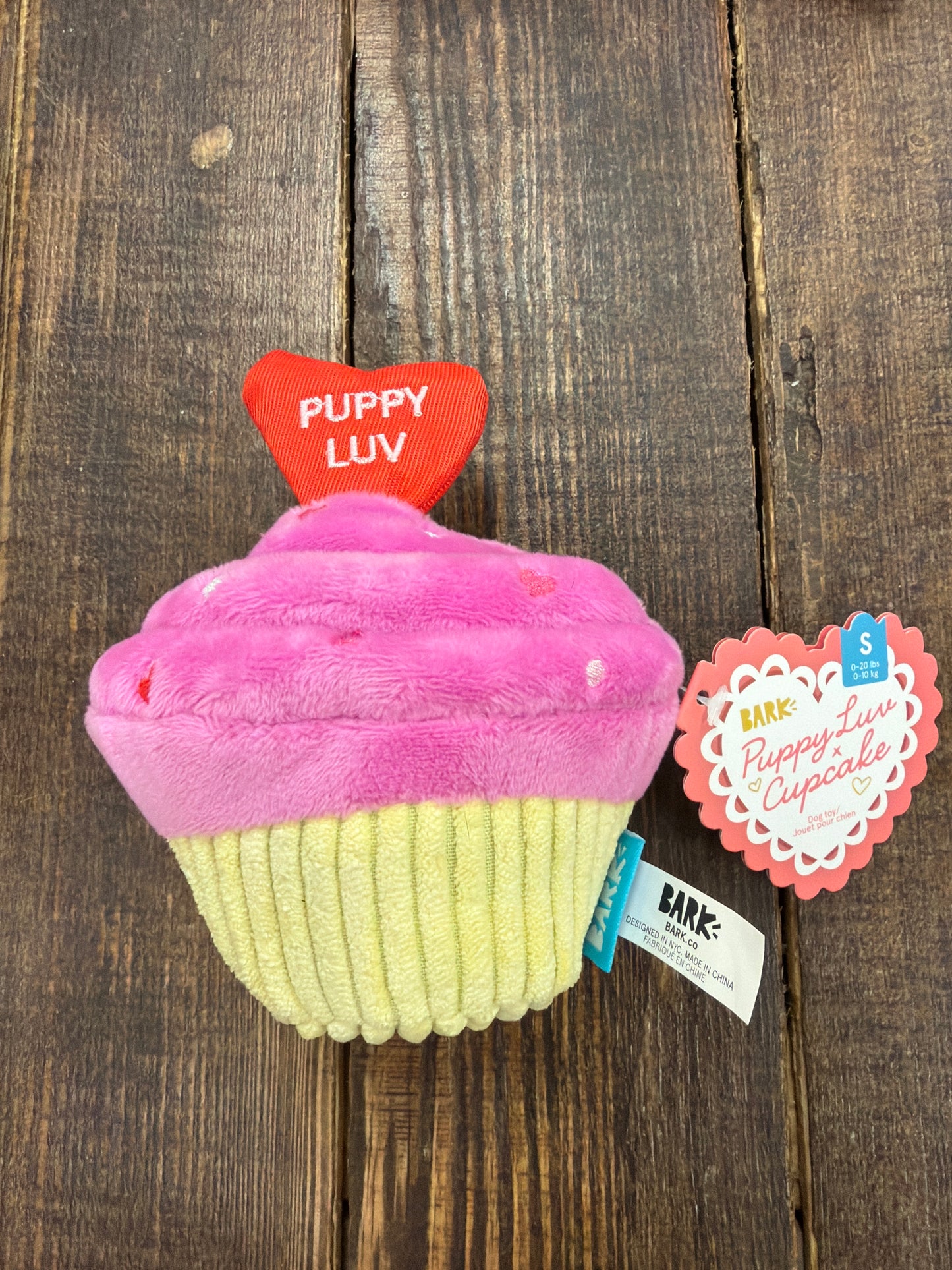 Bark Puppy Luv Cupcake dog toy size small