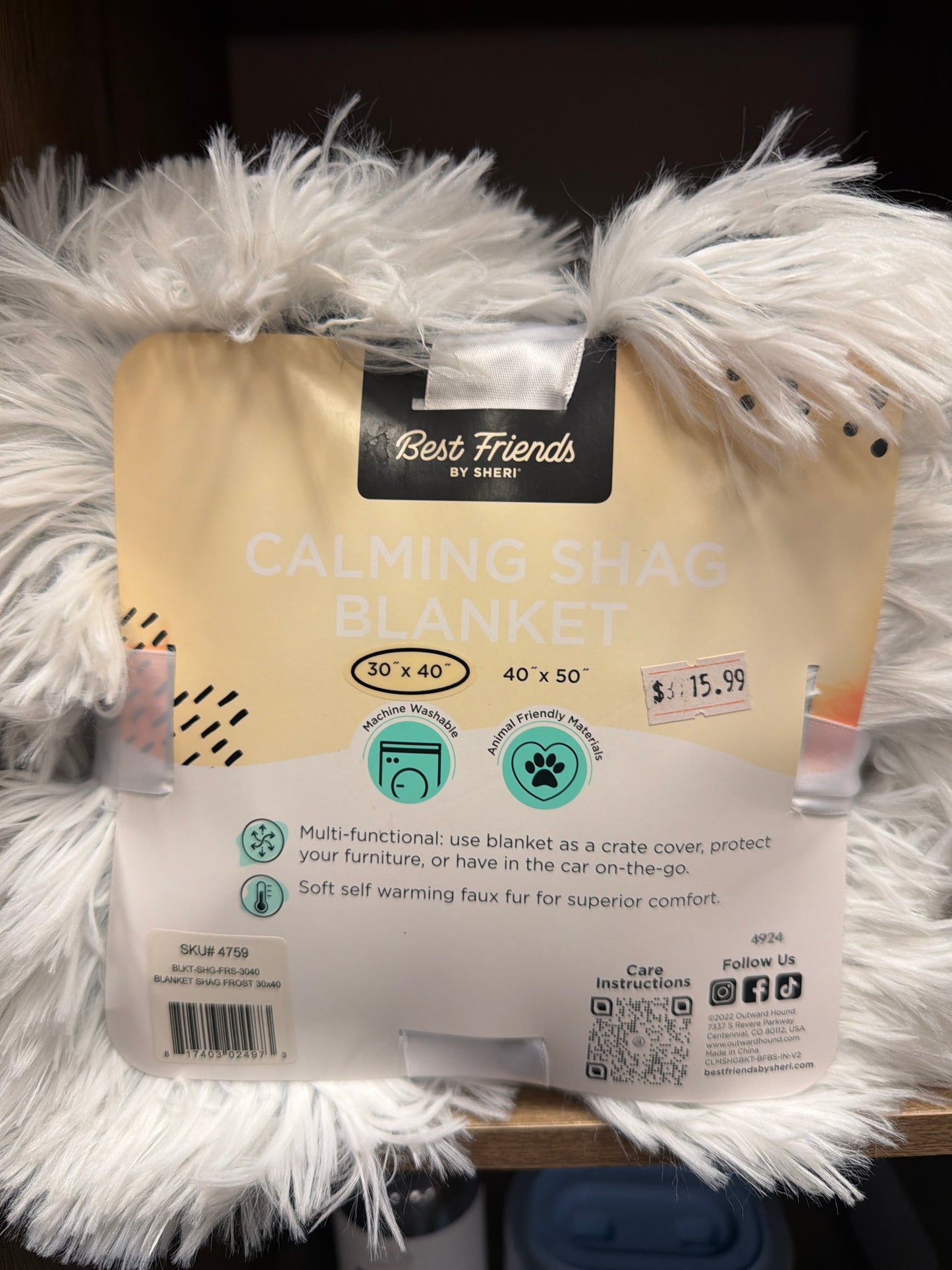Best friends Pet Anti-Anxiety calming shag blanket 30x40