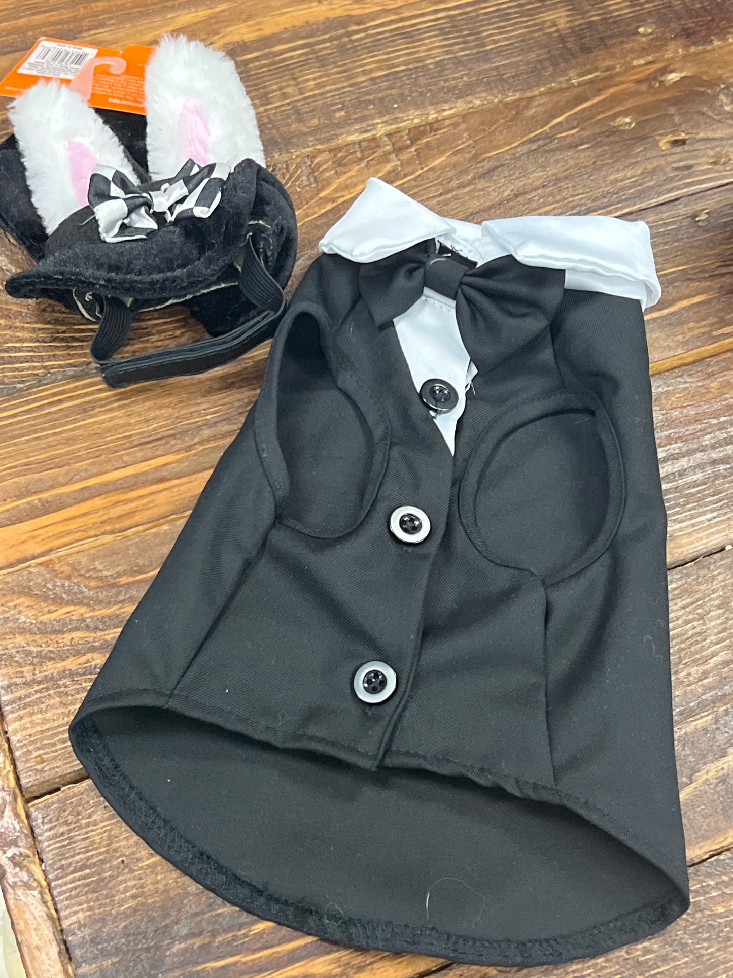 Pet Costume top hat with bunny ears and tuxedo size small