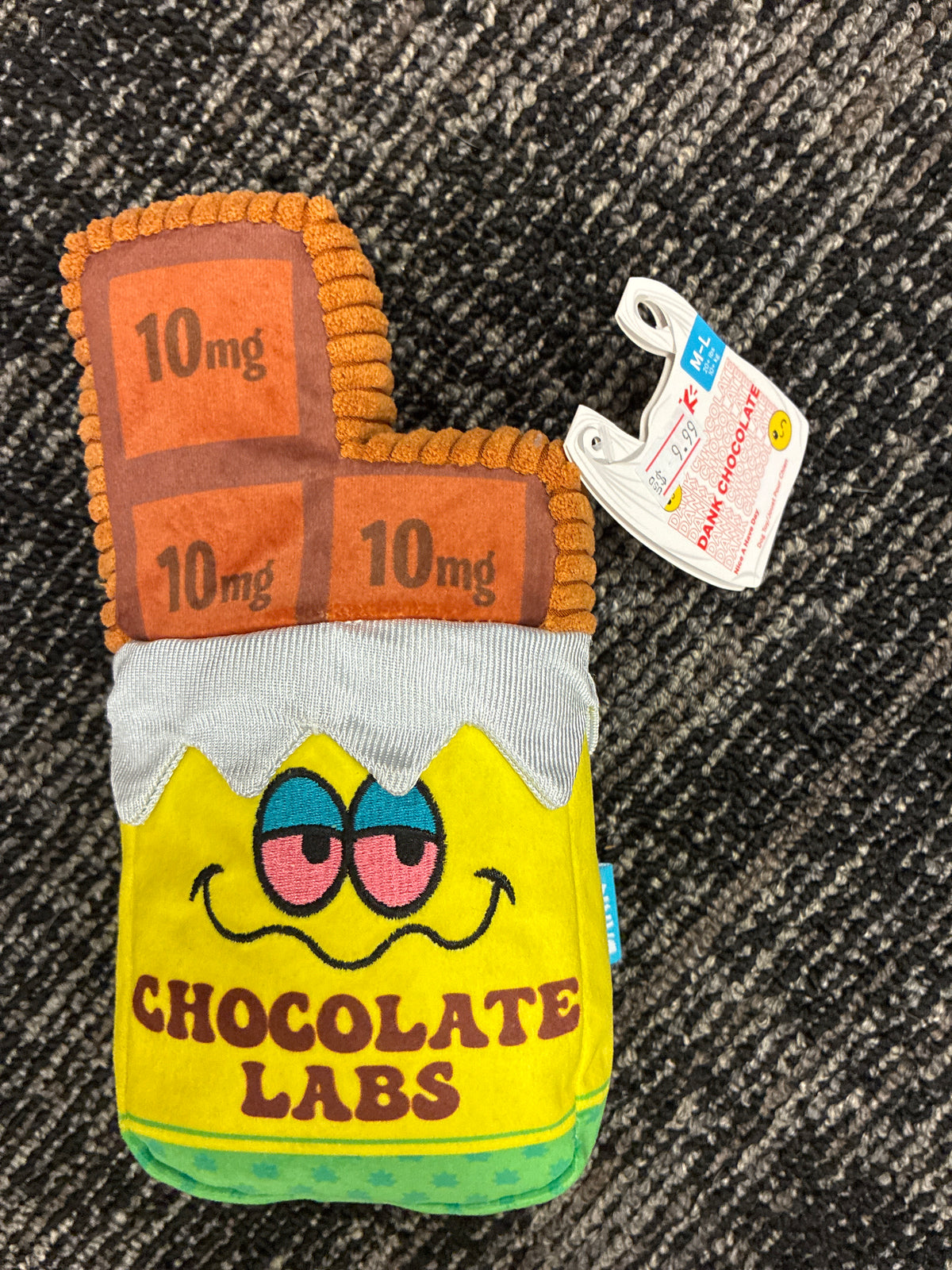 Bark 420 Dank Chocolate bar plush dog toy size medium
