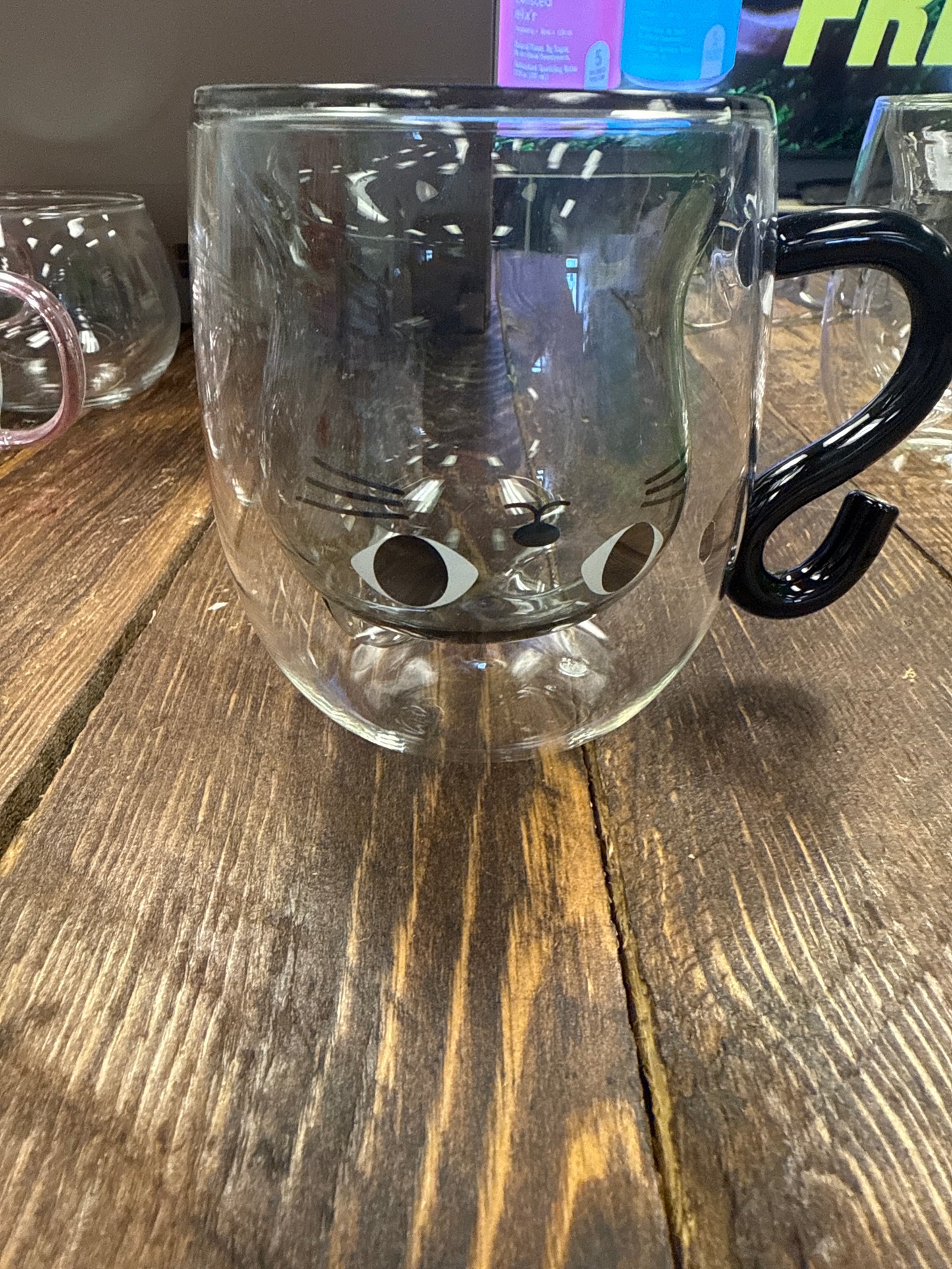 Upside down cat double walled mug