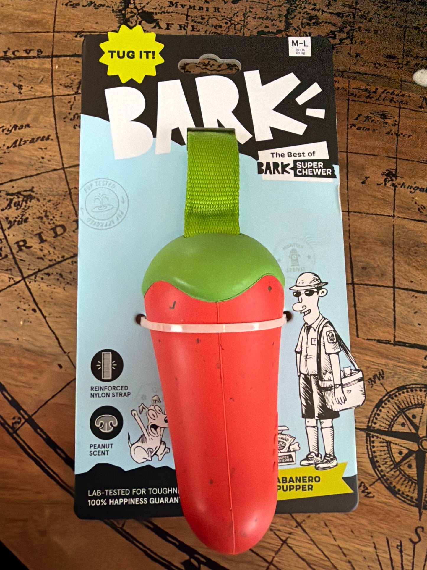BARK Super Chewer Habanero Pupper dog toy size M-L