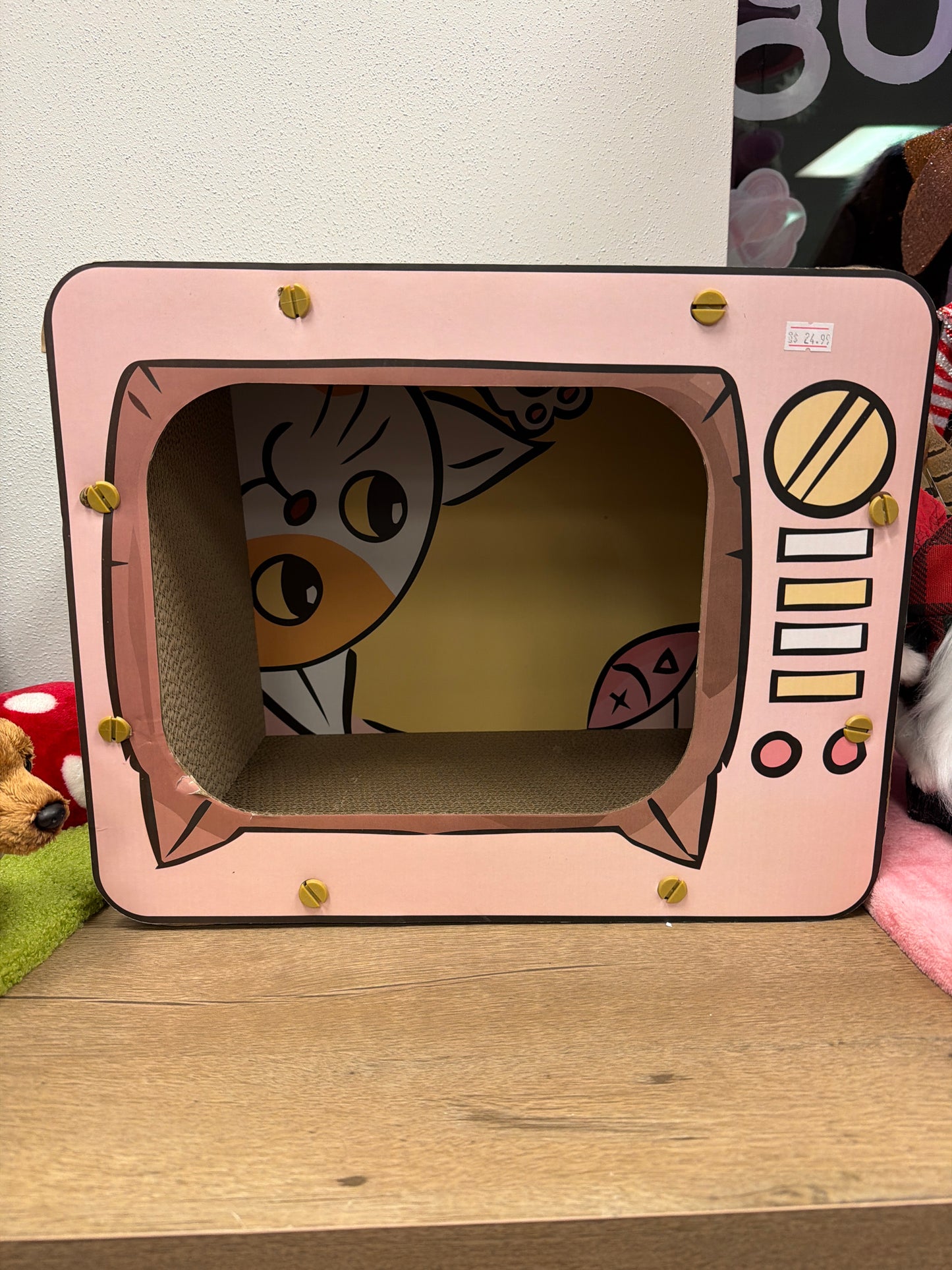 TV Shaped Cat Scratching board color pink