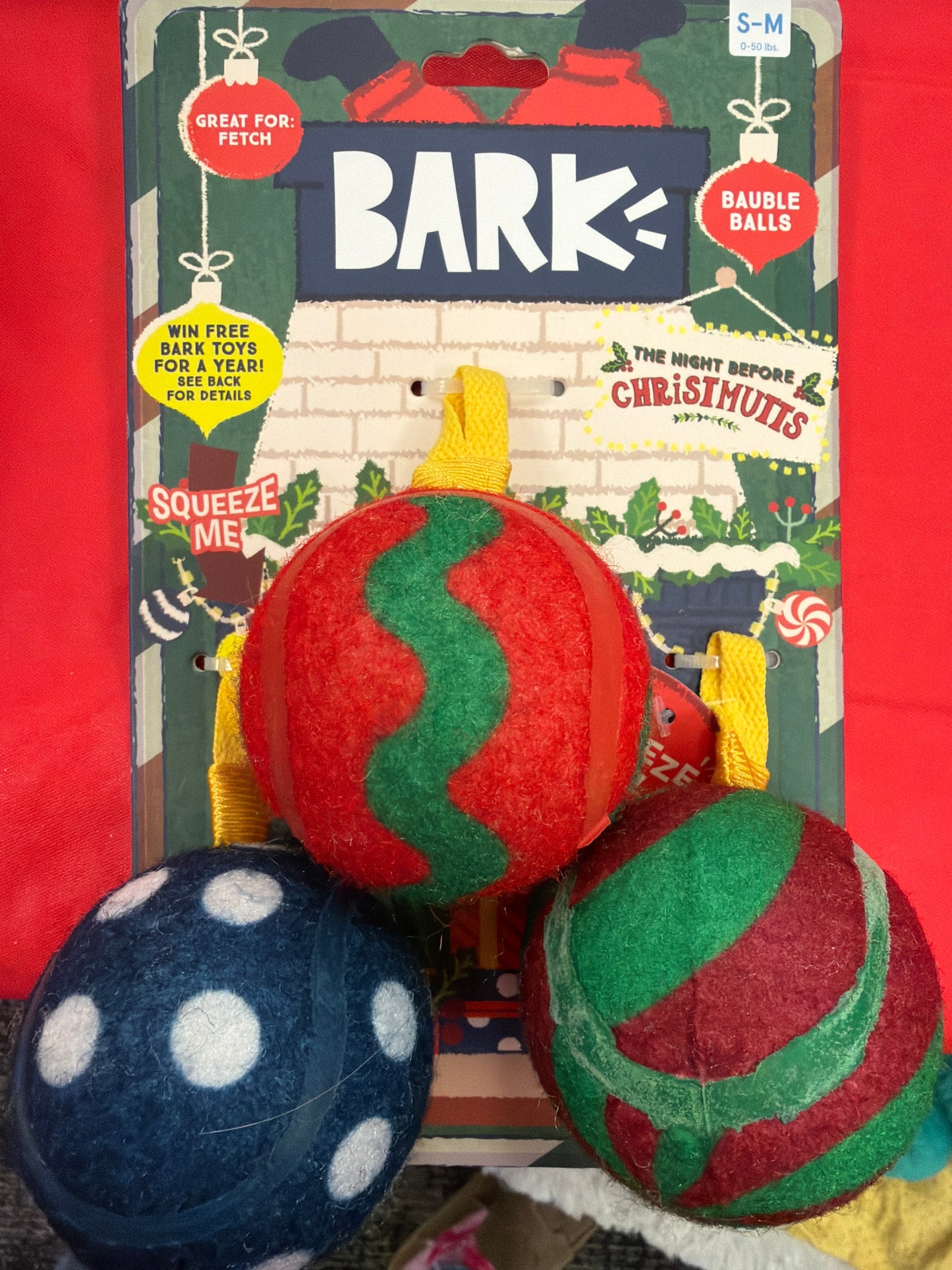 Bark Christmutts Bauble balls dog toys size s/m