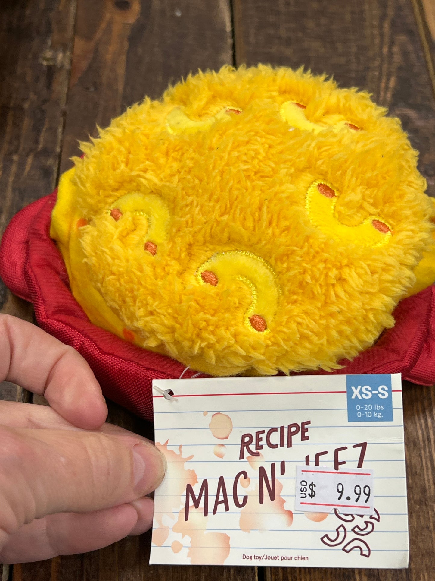 Bark Mac n’ Jeez dog toy size small