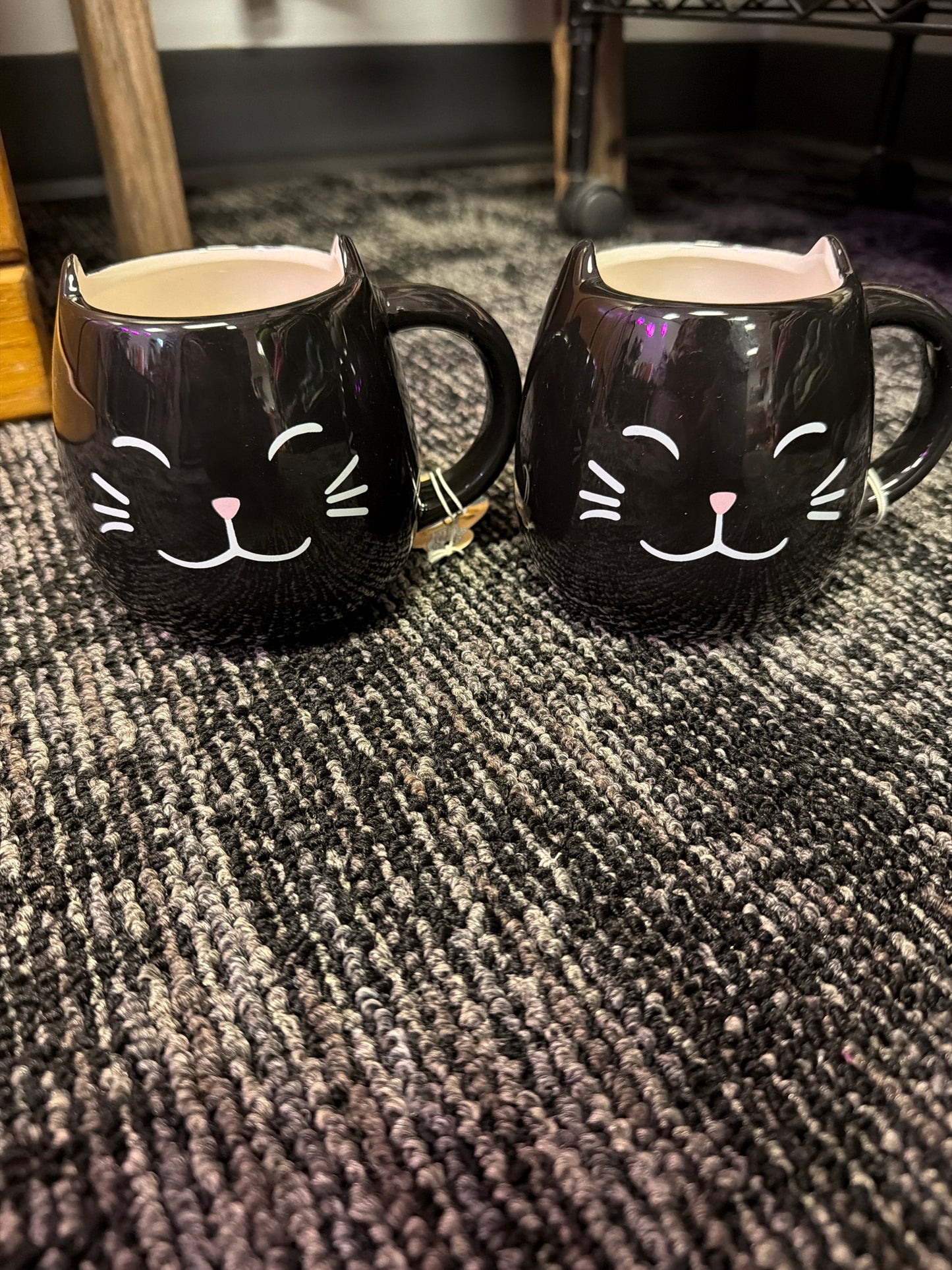 Black cat mugs set of 2
