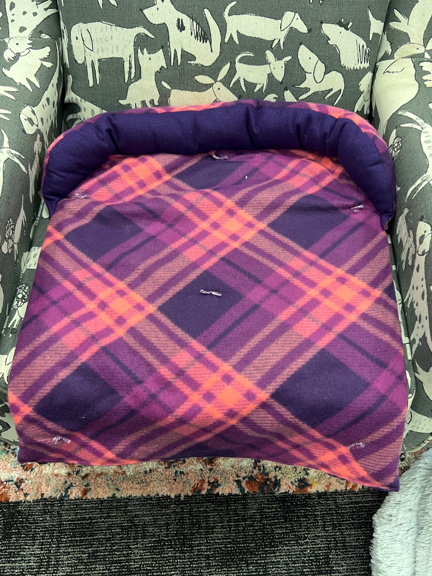 Calming fleece Pet Couch Chair furniture protecting bed washable removable medium plaid