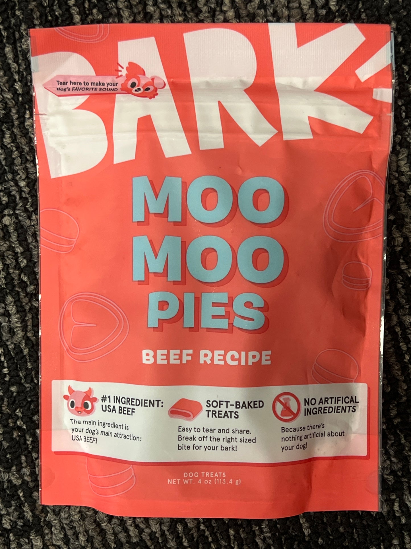 Bark Moo Moo Pies beef recipe soft baked dog treats
