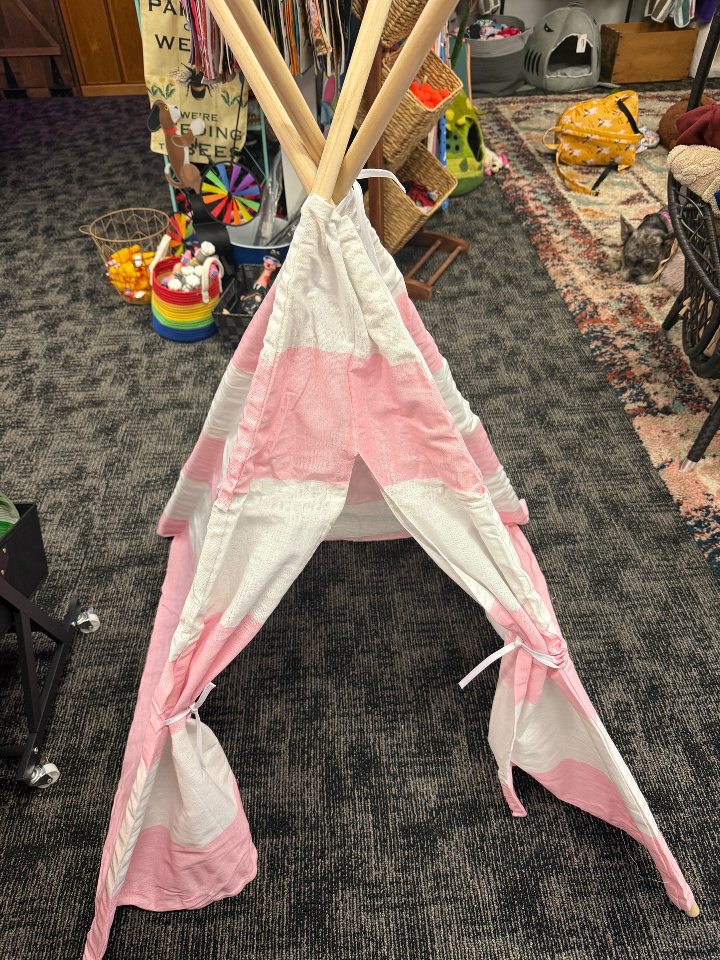 Pink & White Mini Teepee Tent Children's