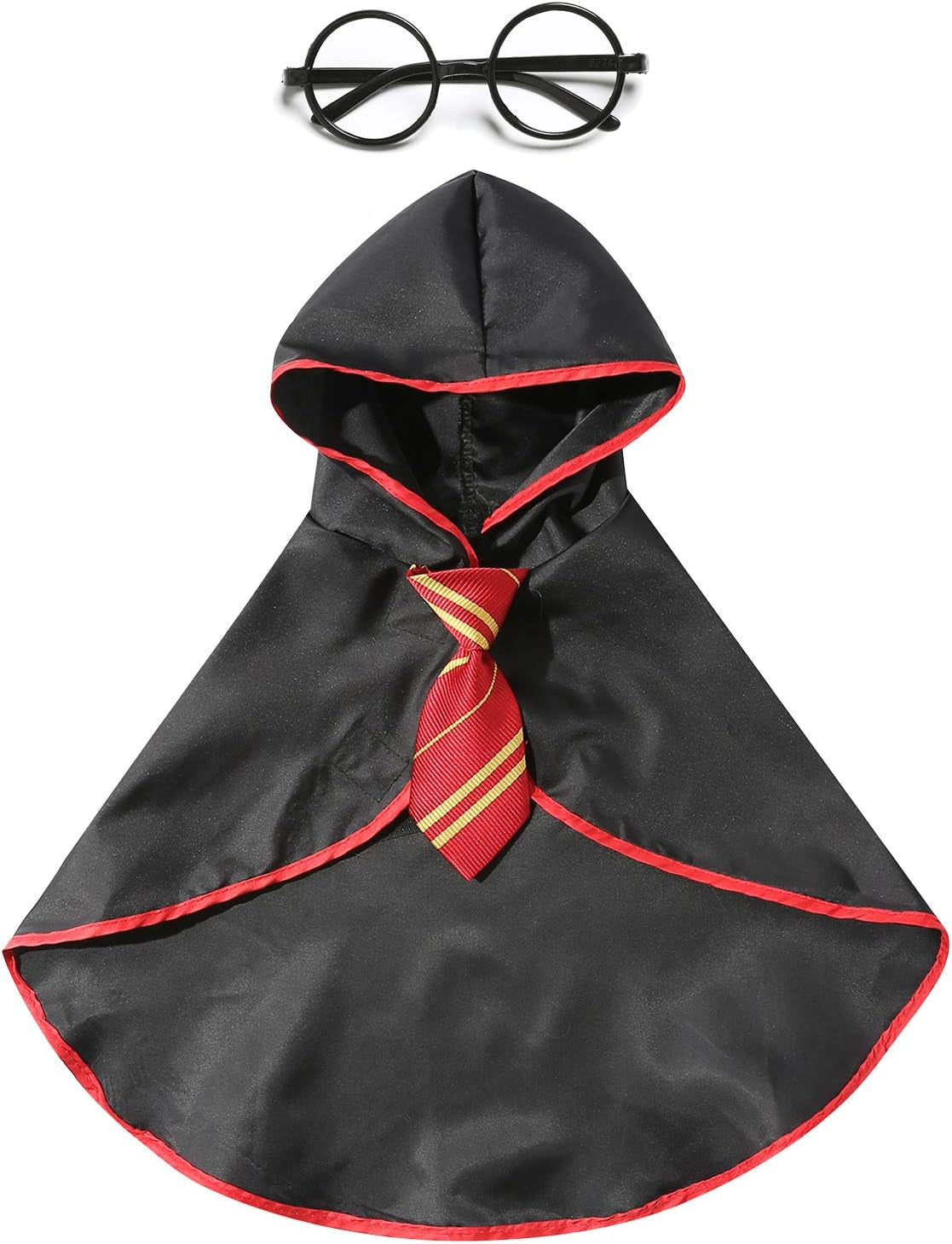Halloween Dog Costume Pet Wizard Shirt Cat Soft Clothes for Dogs Cats Soft Hoodies with Glasses (Medium)