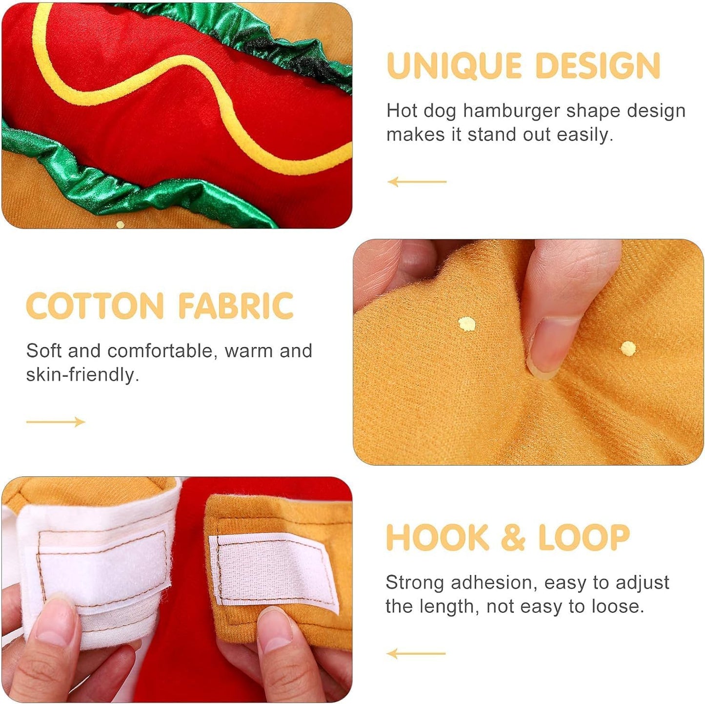 Hot Dog Design Pet Costume, Funny Warm Hoodie for Dogs and Cats, Halloween Christmas Apparel Cosplay for Puppies and Kitten - Size XXS