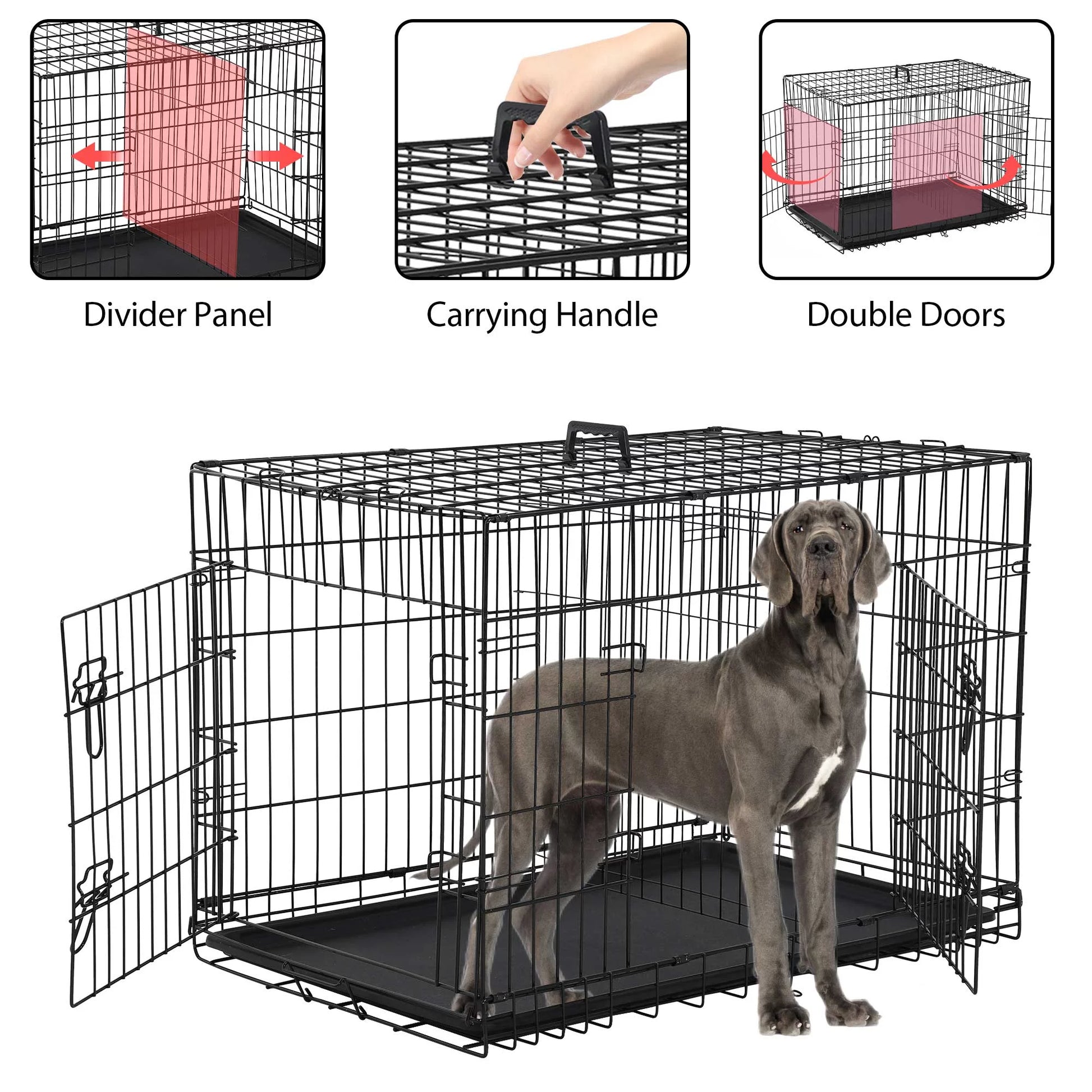 48 Inch Dog Crate, Dog Crates and Kennels for Big Dog Foldable