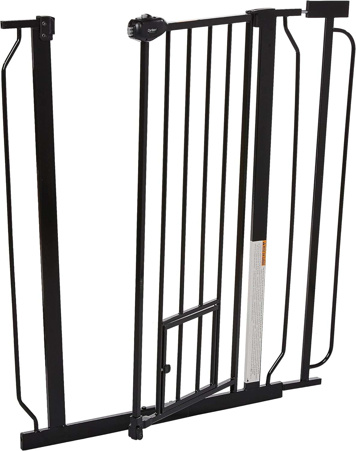 Carlson Extra Tall Walk Through Pet Gate with Small Pet Door, for Openings 29"-39" Wide, Includes 4-Inch Extension Kit, 4 Pack Pressure Mount Kit and 4 Pack Wall Mount Kit, Black