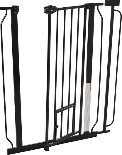 Carlson Extra Tall Walk Through Pet Gate with Small Pet Door, for Openings 29"-39" Wide, Includes 4-Inch Extension Kit, 4 Pack Pressure Mount Kit and 4 Pack Wall Mount Kit, Black