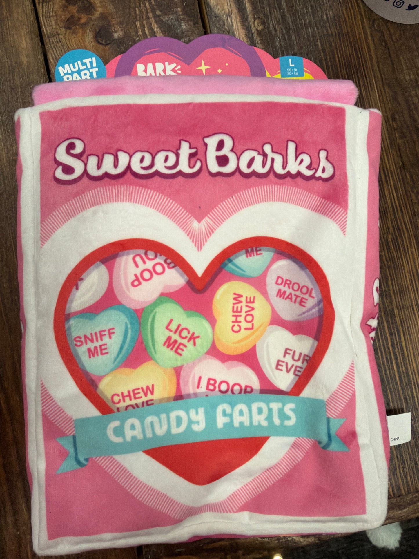 Bark Sweet Barks Candy Farts dog toy size large