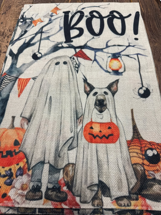 Boo! Halloween garden flag woven fabric