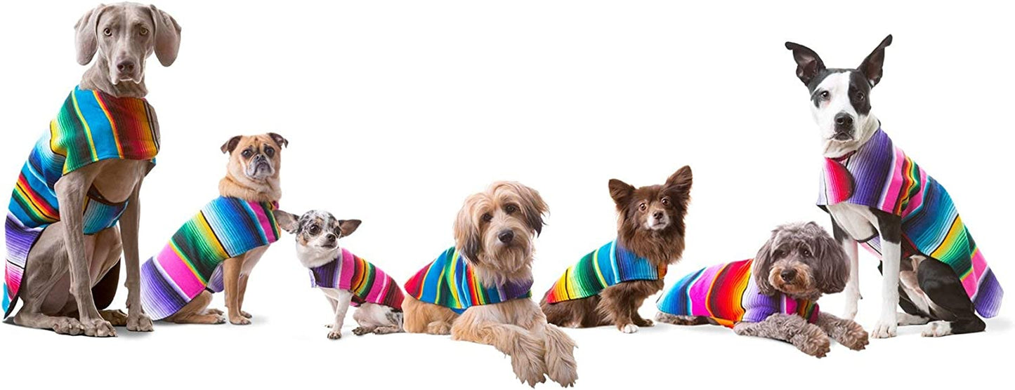 Dog Clothes - Handmade Dog Poncho from Authentic Mexican Blanket by  (Blue, Small)