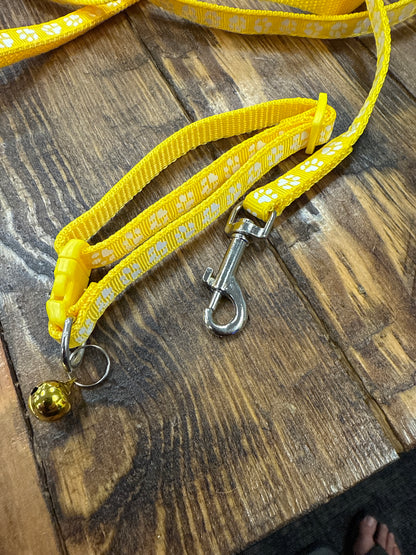 Small Dog Leash and Collar Set with Bell Assorted Colors