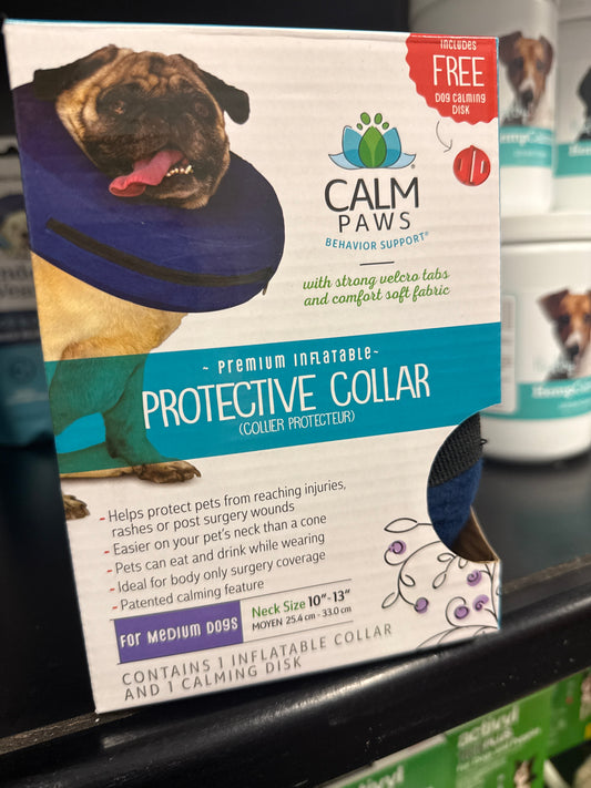 Calm Paws Protective Collar Premium Inflatable for Medium dogs 10-13”