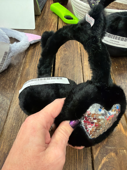 Black sequin Cat Ear Muffs Teens adults