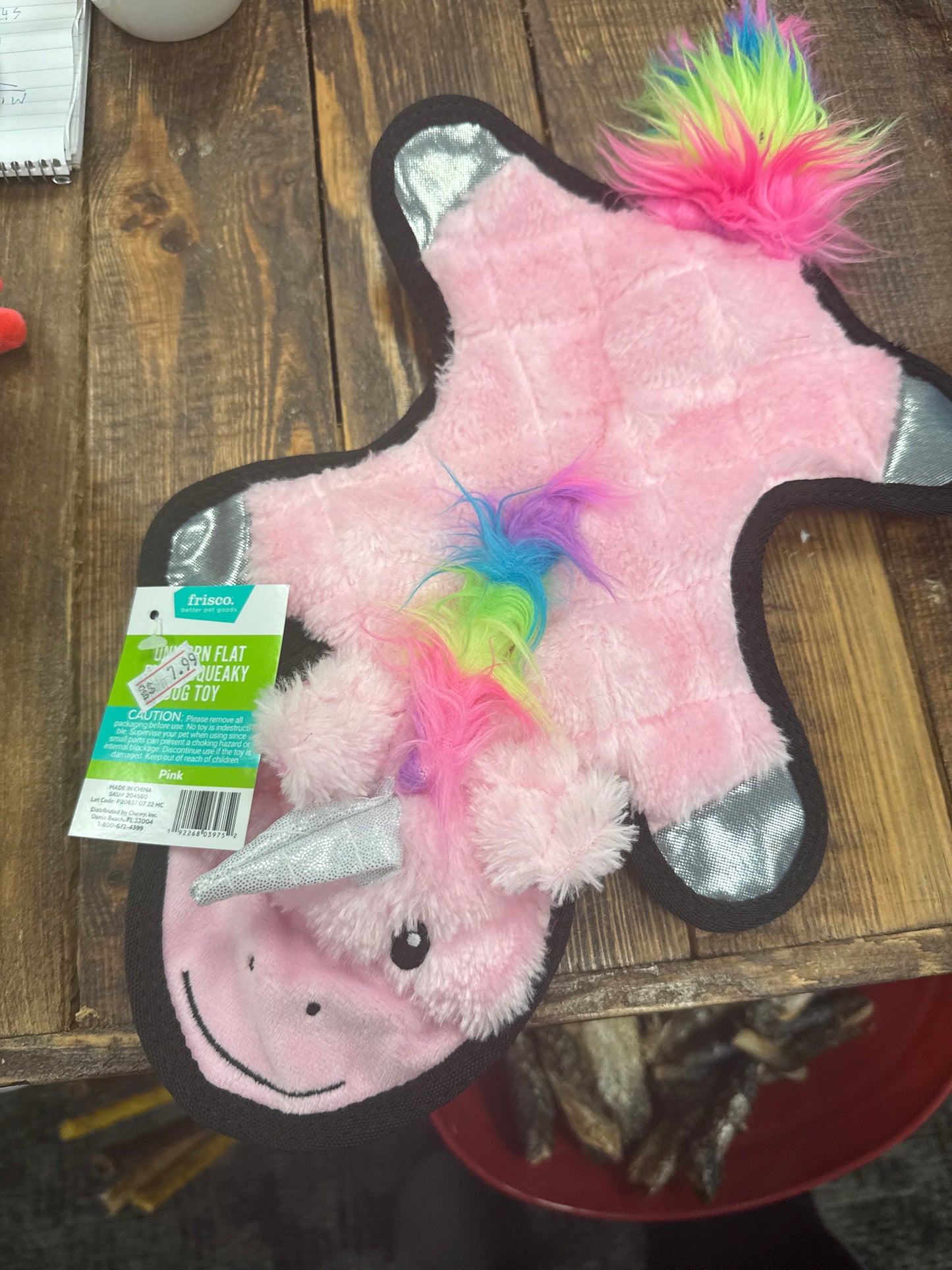 Fresco Unicorn Flat Squeaky Dog Toy