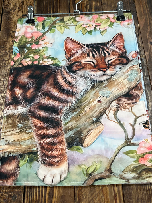 Sleeping kitty garden flag