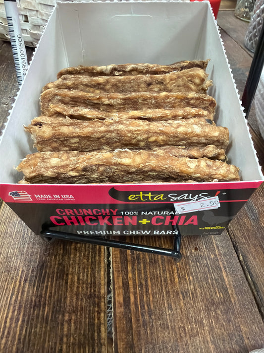 Etta Says! Premium bars chicken & chia dog crunchy treats