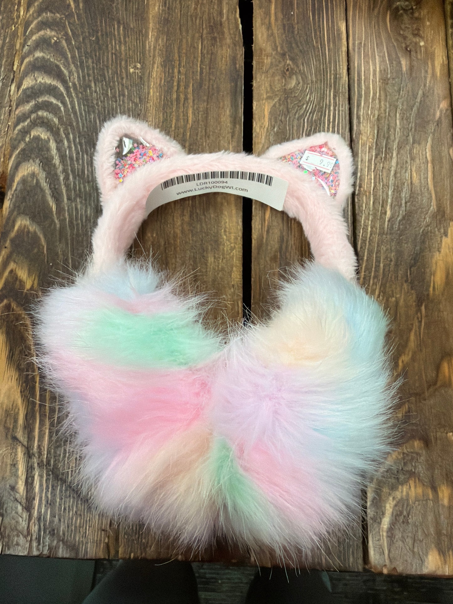 Rainbow pastel sparkle stars Cat Ear Muffs Teens adults