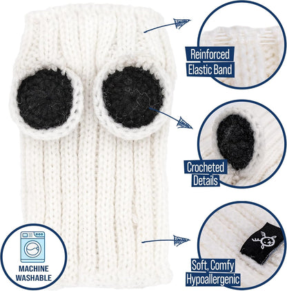 Panda Costume - Warm Knit Dog Snood Wrap for Pets, Neck Ear Cover Protection, Halloween Winter (Small)