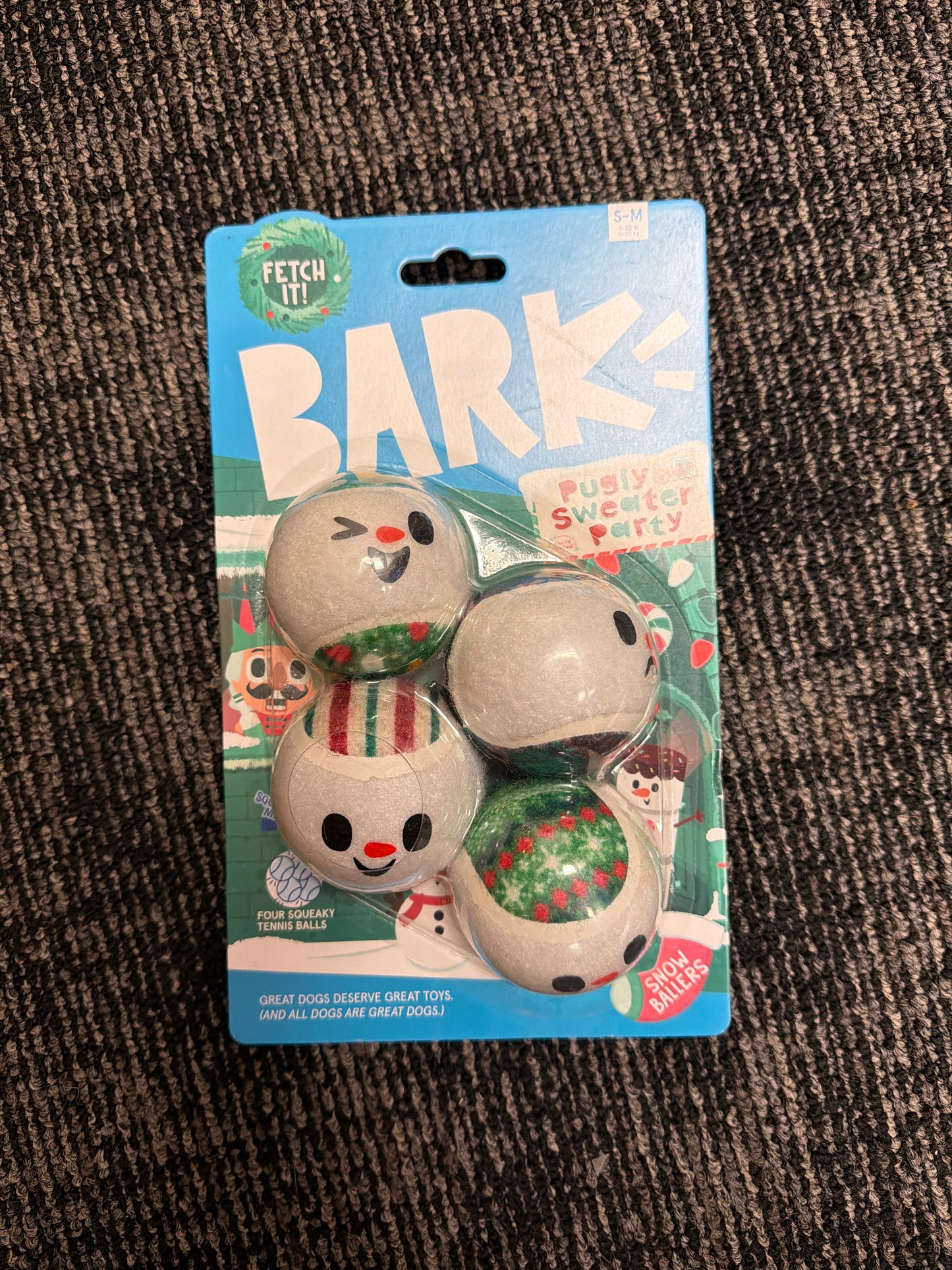 Bark Snow Ballers tennis balls dog toys size s/m