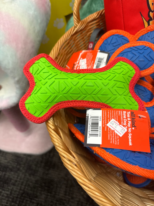 Toss and play No Squeak Bone Dog Toy