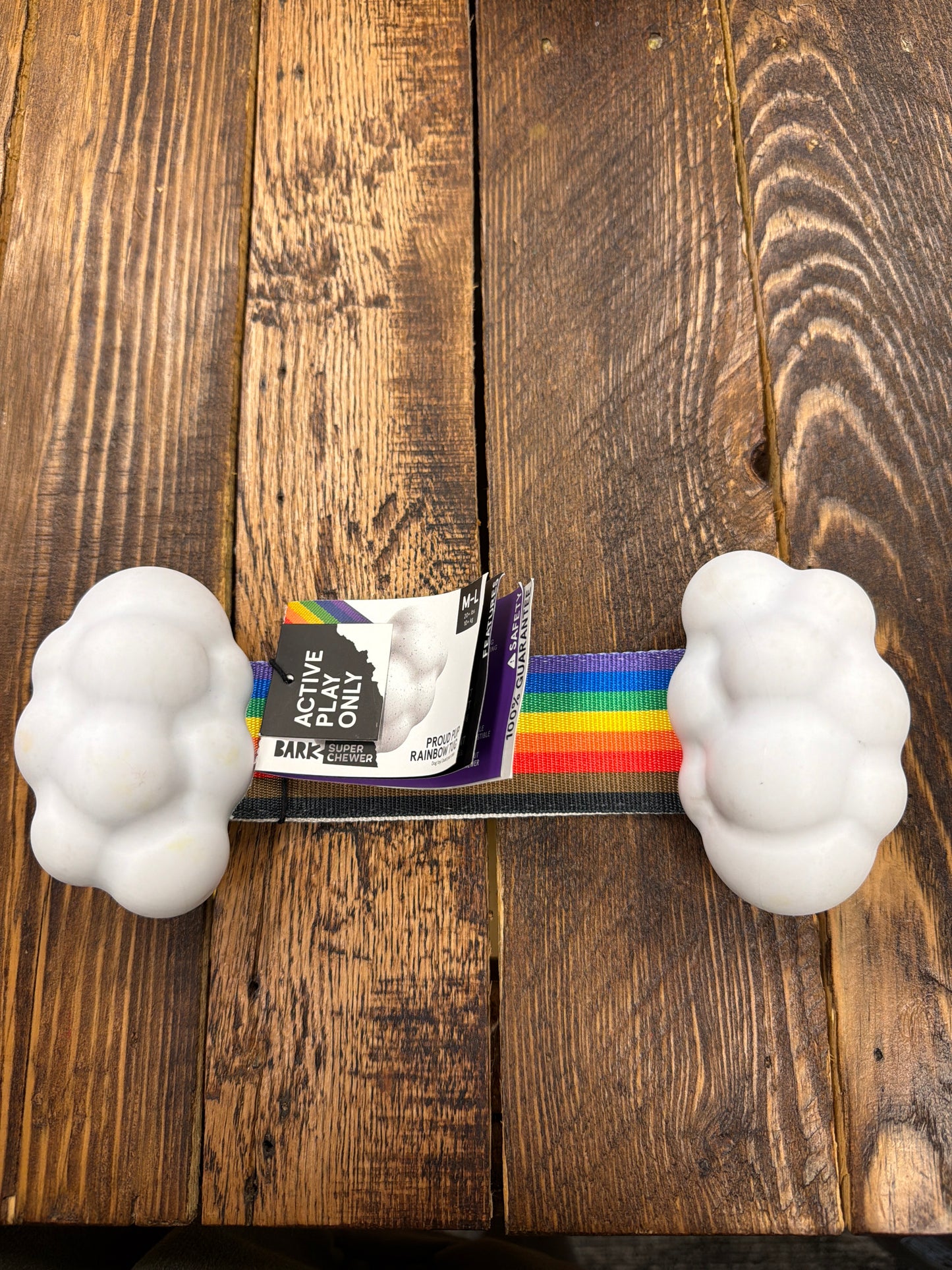 Bark Super Chewer Proud Pup Rainbow Tug dog toy size M/L