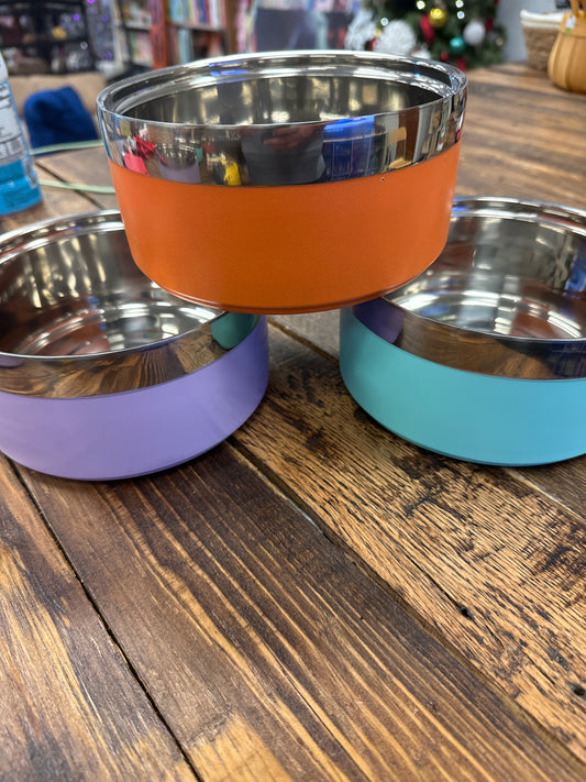 Stainless Steel Dog Cat Pet Water Food Bowl Assorted Colors